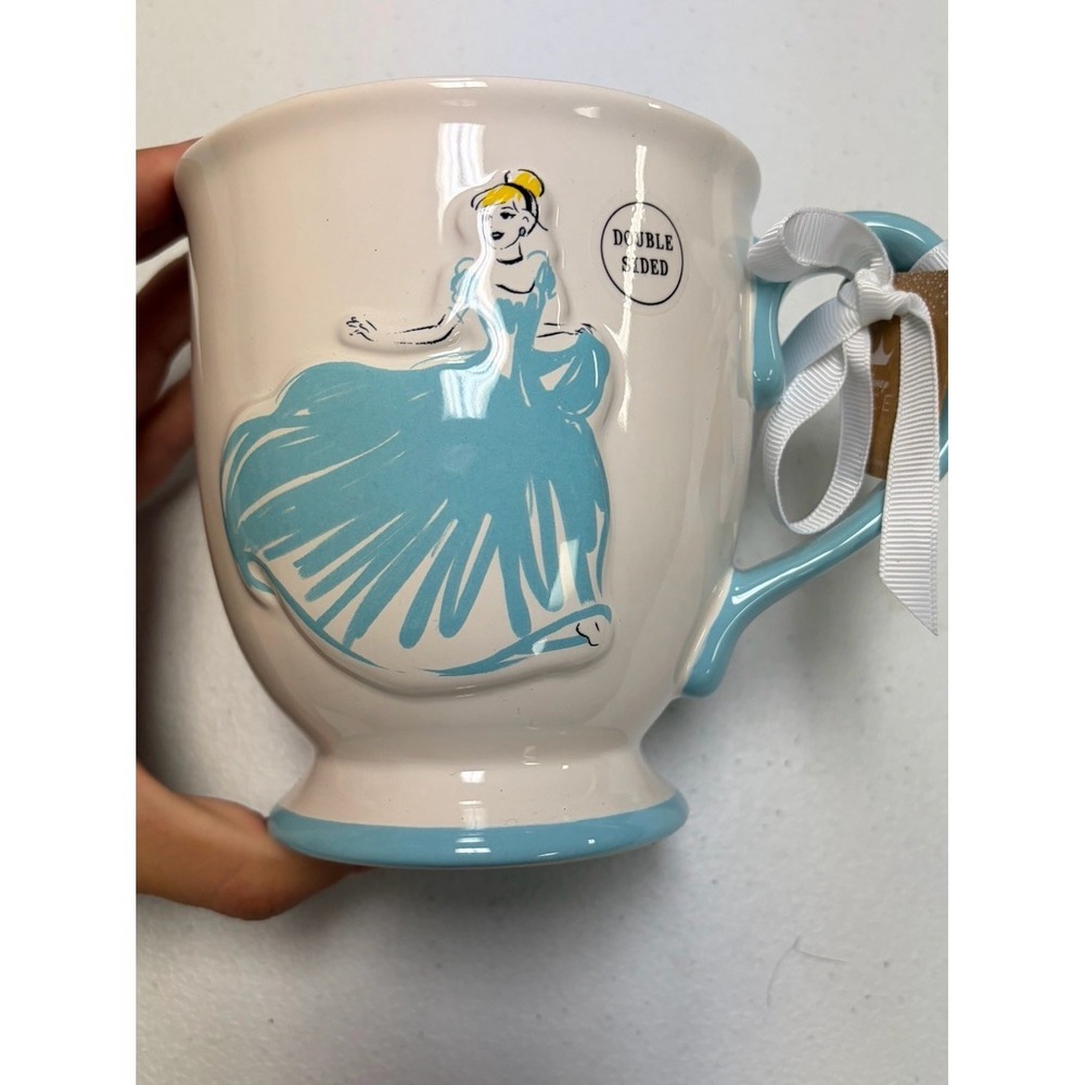 Rae Dunn Disney Cinderella Mug Blue Sketch Ceramic Double Sided Coffee Cup NEW